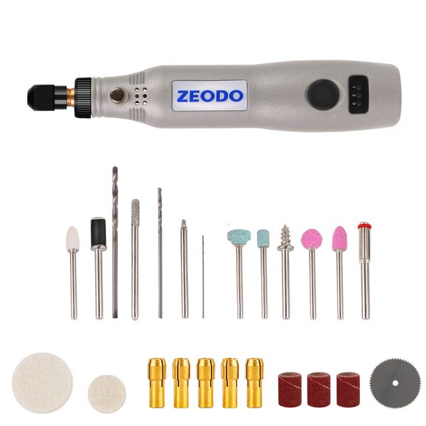 

zeodo zd5000 20w mini electric grinder set diy wireless usb 3.7v dc variable speed rotary tools wood carving pen for milling en