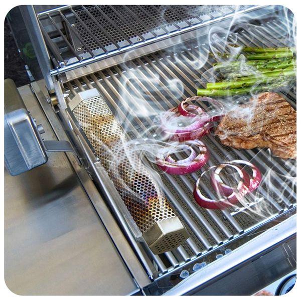 

stainless steel barbecue smokehouse bbq cold smoke generator grill smoker mesh for wood chips bbq camping tools