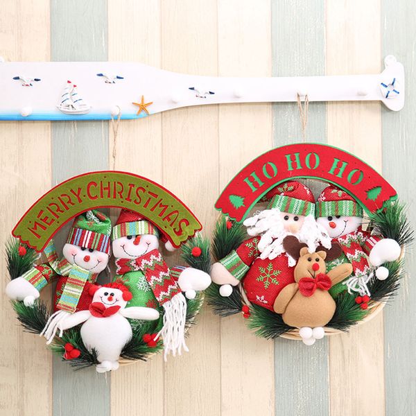 

xmas door hanging wreath circle snowman ornaments xmas ornaments santa claus decor christmas decor multicolors festival garland