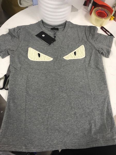 

mens designer t shirt fashion casual eyes embroidery mens clothing plus size streetwear t shirt rivet crew neck short sleeve wholesale, White;black