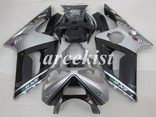 

4 gifts new abs motorcycle fairings set fit for kawasaki ninja zx-6r zx6r 2003 2004 03 04 636 bodywork set custom silver black