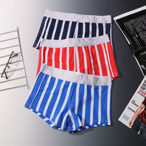 

men's under under home underwear boxer pants arlo pants slim cotton stripe home youth four-corner shorts breathable, Black;white