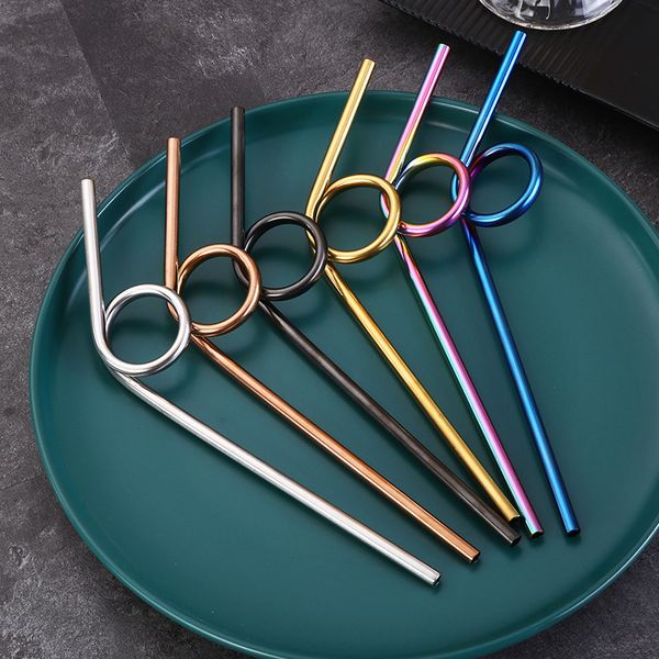

reusable stainless steel straw set straight bent straw cleaning brush metal smoothies drinking straws set in for home accessories