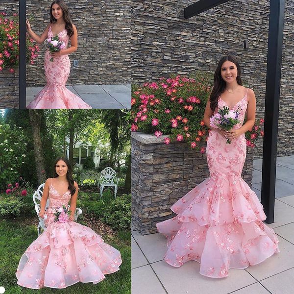 

2020 elegant prom dresses spaghetti straps sleeveless tiered evening gowns custom made lace appliques sweep train special occasion dress, Black