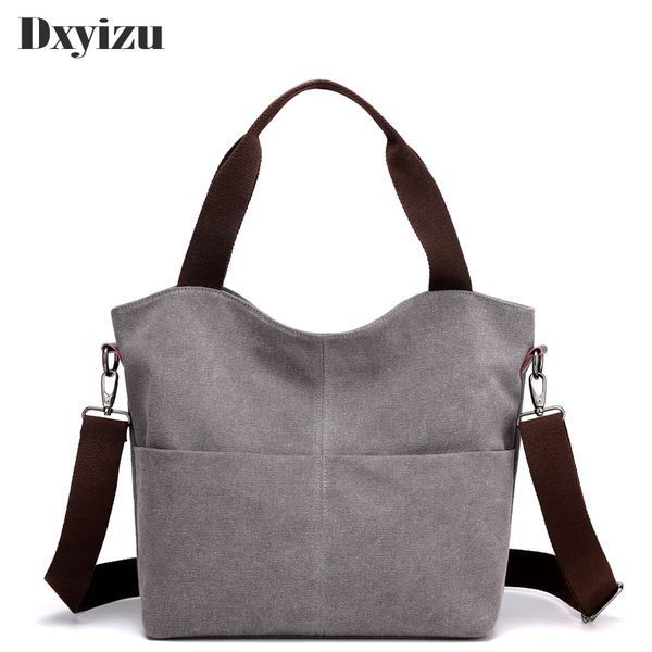 

2019 casual leisure solid large pocket casual tote women's handbag canvas handbags capacity bags for women