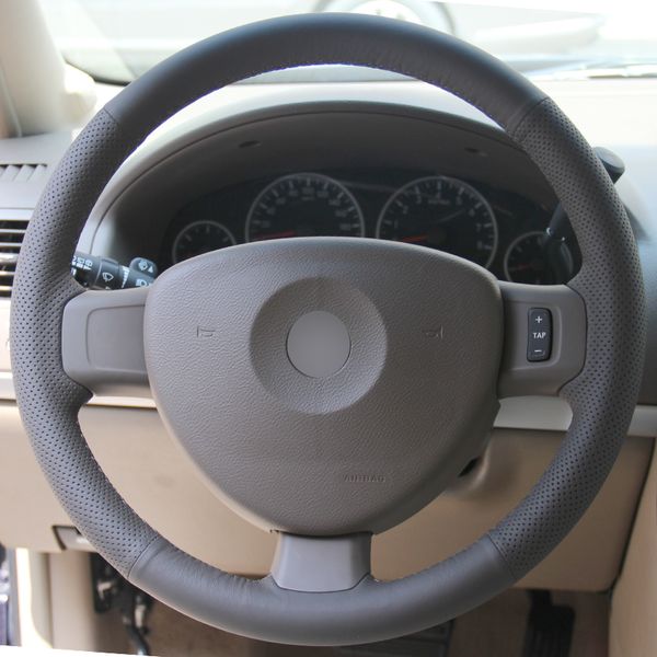 

dark gray natural leather car steering wheel cover for buick gl8 2011-2014