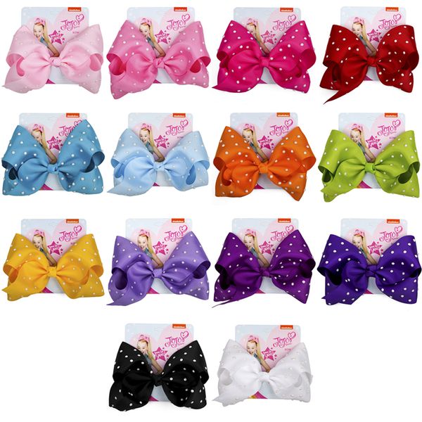 

14 colors candy color jojo bows with clip hair accessories for girls jojo siwa hair bows 8 inch large hair bow dhl ss132, Slivery;white