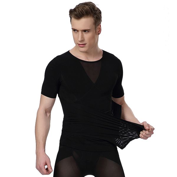 

body shaper for men shirts vest slimming tummy trimmer fat burn posture corrector compression shirts underwear men corsets, Black;brown