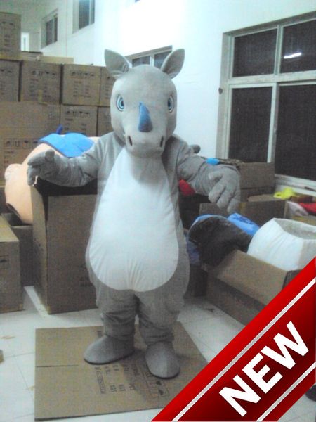 Profissional personalizado rinoceronte unicórnio traje da mascote dos desenhos animados rinoceronte cinza caráter animal roupas festival de halloween partido fancy dress