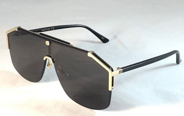 

2019 new luxury sunglasses men and women brand sunglasses fashion sunglasses 0291 metal shield gold frame gray lens frame with case, White;black