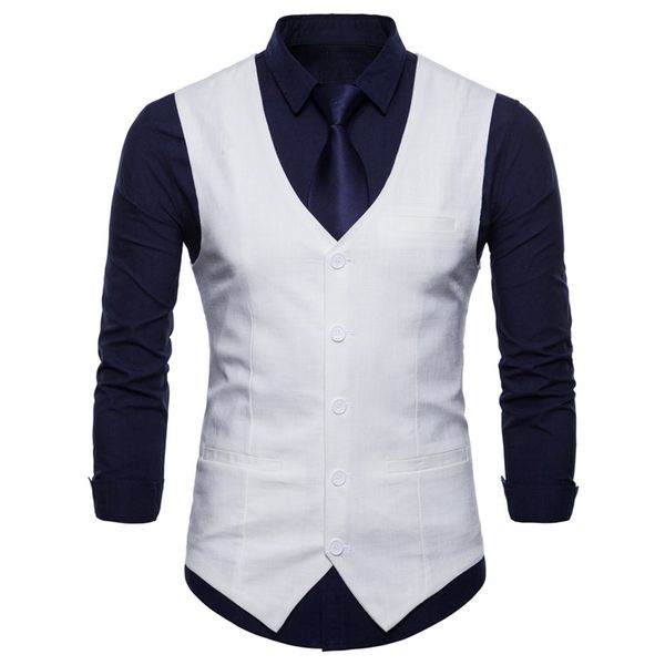 

new arrival dress vests for men slim fit mens suit vest male waistcoat gilet homme casual sleeveless formal business jacket, Black;white