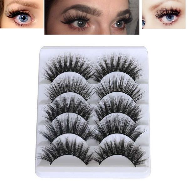 

selling 5 pair natural thick synthetic eye lashes makeup handmade fake cross false eyelashes 3d eye lashes extension