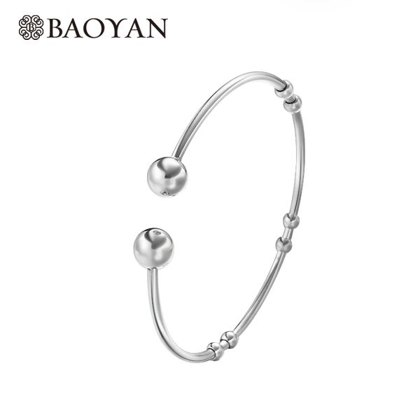

clearence-sale baoyan ball bracelet bangle for women men silver open bangle stianless steel women jewelry, Black