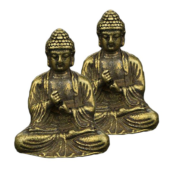 

brass buddha statue seated(set of 2) vintage style oriental fengshui home decoration gift