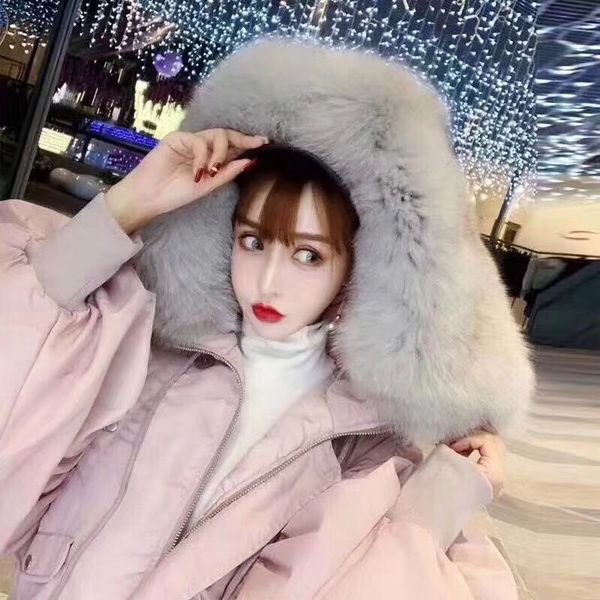 

winter online celebrity selling down jacket women's 2018 new style short korean-style fashion high-end design genuine fur co, Black;white