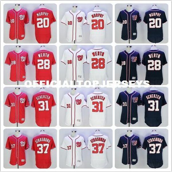 

mens 20 daniel murphy 28 jayson werth 31 max scherzer 37 stephen strasburg jerseys color gray red black white quality, Black;blue