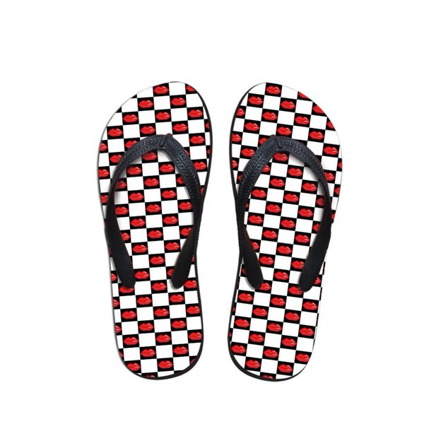 

noisydesigns flip flops 3d funny red lips print summer slippers women casual house sandals lady flip flops flats slip-on shoes, Black