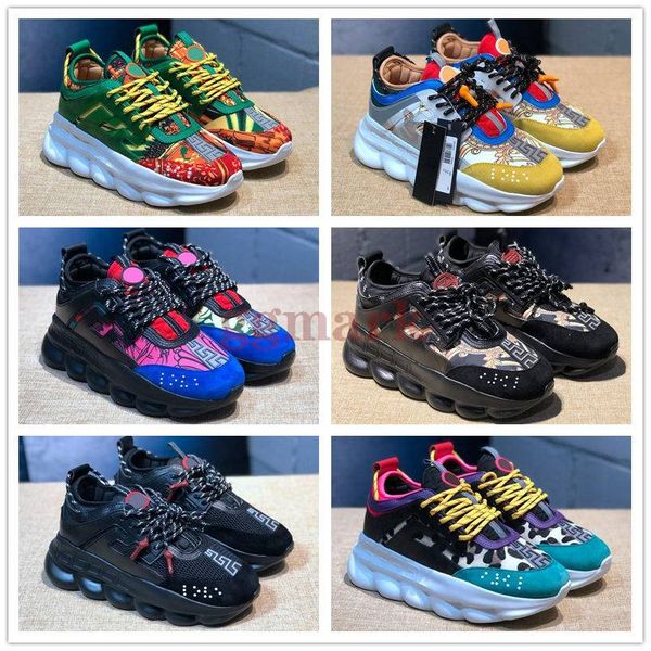 

luxury chain reaction casual shoes multi color rubber suede flat mens designer sneakers womens lightweight link-embossed sole black trainers