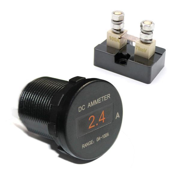 

universal car boat marine mini digital oled dc ammeter monitor current amp meter 12v/24v 5color screen waterproof ip66