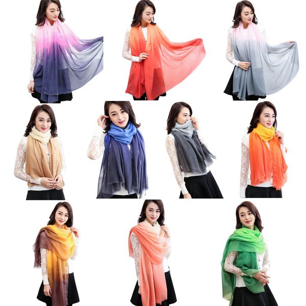 

soft silk satin scarf large shawls vintage wraps fashion lady gradient color long wrap women's shawl paris yarn scarf scarves, Blue;gray