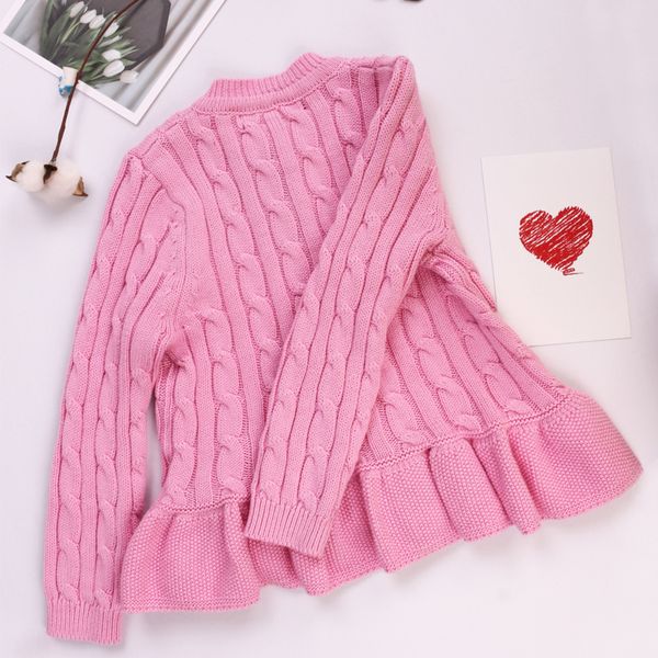 

fashion new autumn children clothes cute knit flouncing edge girls cardigan knitting sweater for kids clothing, Blue