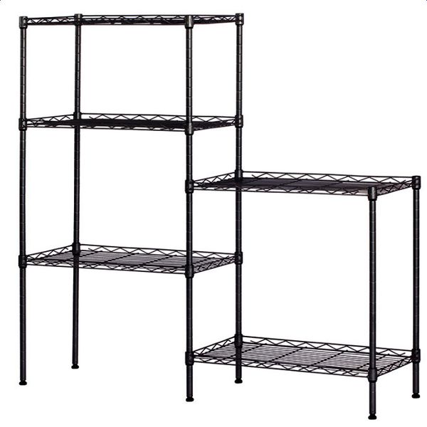 2019 5 Shelf Shelving Unit Multifunction Changeable Assembly Floor Standing Carbon Steel Storage Rack For Kitchen Bathroom Bedroom Black From Borndo