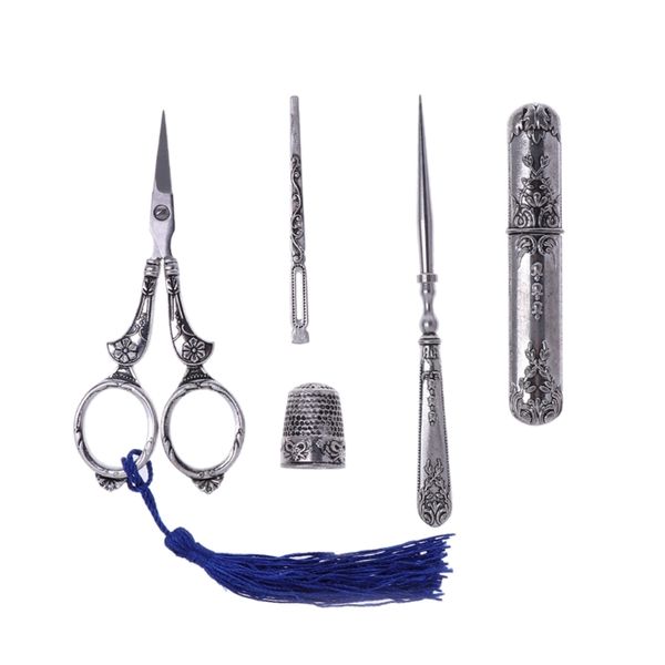 

1 набор vintage вышивка scissor игольник шитье наперсток шило инструменты для рукоделия 72xf другое ручной инструмент