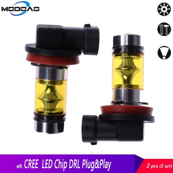 

2pcs h8 h10 h11 9005 9006 led fog light drl daytime running light dc 12v super bright 100w lamp automobiles emitting bulb