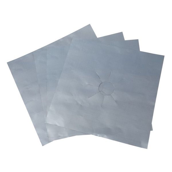

4pcs silver gas hob protector liner reusable non stick lining clean
