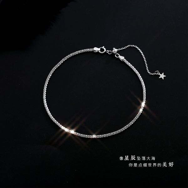 

s925 silver stars pulling anklet simple personality design sense smaller design korean version of womens fashion wild, Red;blue