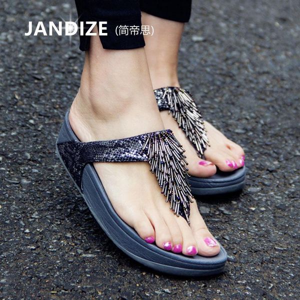 

songgao sandals and slippers women's summer fashion wear thick-soled non-slip beach shoes soft-soled pregnant women's flip-flops, Black