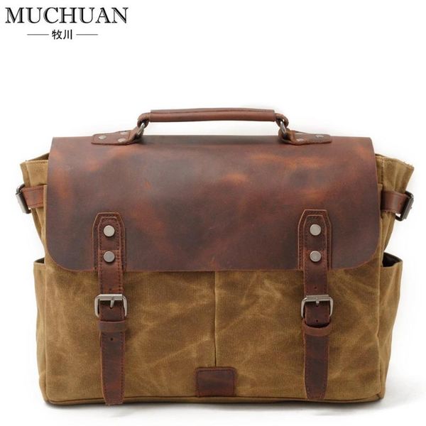 

briefcases vintage men's canvas messenger bag horse crazy leather man soft bags school man's lock hangbags
