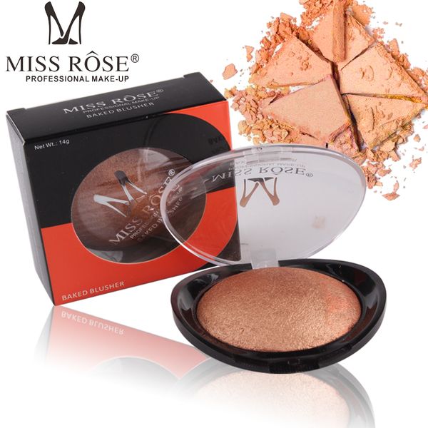 

miss rose brand 6 color baking blush easy to color bright black transparent cover plastic shell baking rouge