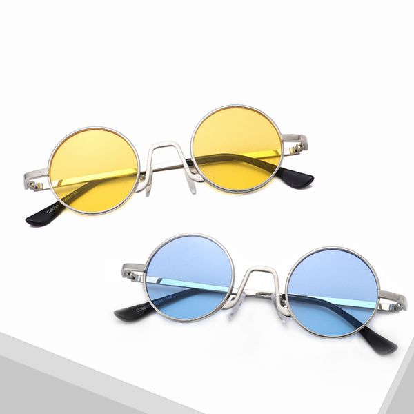 

xinfeite sunglasses new retro small metal round frame color coating travel summer sun glasses for men women x543, White;black