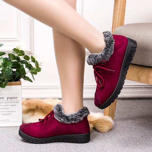 

women boots women ankle boots cotton shoes plus velvet thick warm casual work shoes botas mujer ankle ladies, Black