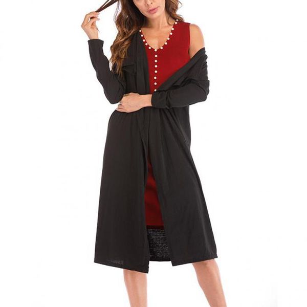 

autumn fashion solid long cardigan coat women casual striped long sleeve slim fit cardigan ladies elegant coat outerwear, Tan;black