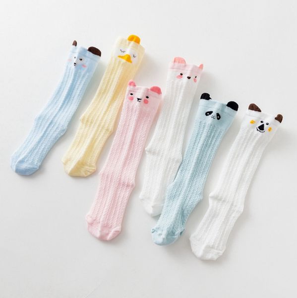 

baby socks cartoon infant mesh socks newborn anti mosquito socks toddler knee high tights stretch leg warmer stockings 6 designs wzw-yw3857, Pink;yellow