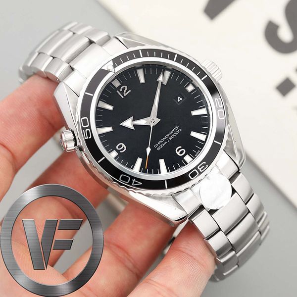 

vf mens watch 43mm chrongraph 2813 automatic movement sapphire fashion watches men palnet oceans james bond 007 wristwatch, Slivery;brown