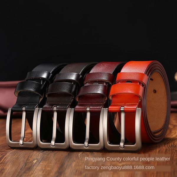 

rcovw leather antique buckle men's casual all-match simple origin leather antique pin buckle men's pin belt belt casual all-match, Black;brown