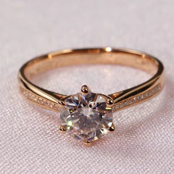 

14k 1ct 2ct 3ct yellow gold diamond ring for girlfriend vvs1 lab grown moissanite stone diamond rings with a exquisite ring box, Golden;silver