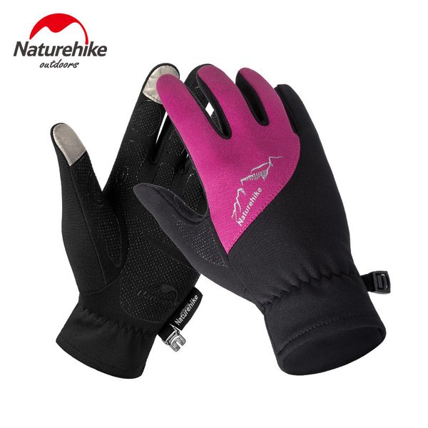 

naturehik outdoor hiking full finger gloves men and women weatherization tounch screen gloves for running cycling mountaineering, Black