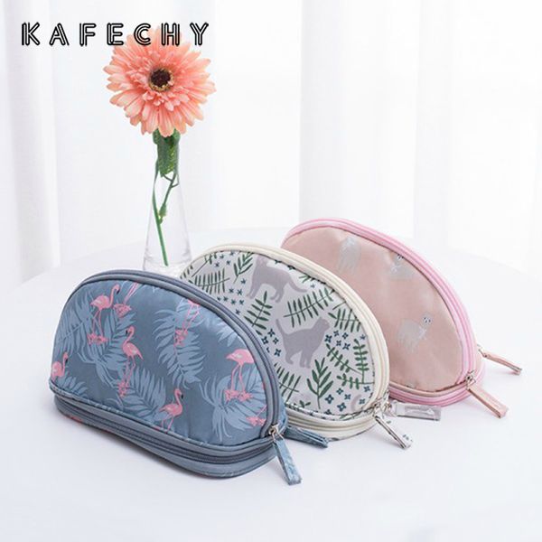 

kafechy portable cosmetic bag travel makeup organizer pouch bags flamingo double layer make up bag brush organizer washing