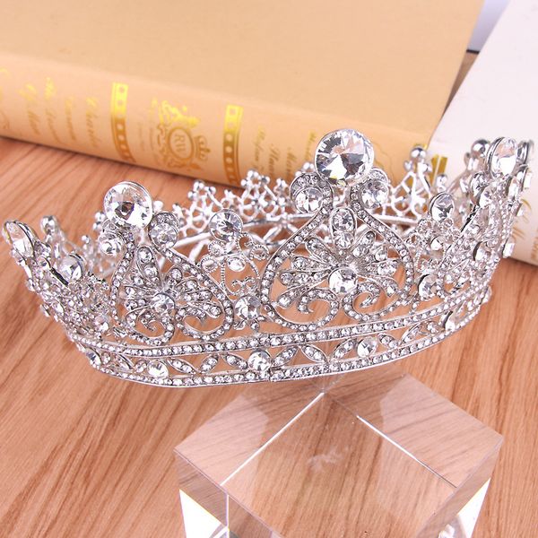 

gorgeous princess big wedding crowns bridal jewel headpieces tiaras women silver metal crystal european headpieces jewelry bridal accessorie