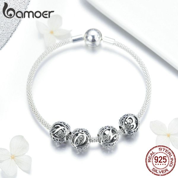 All'ingrosso- Argento Lettera Alfabeto Charms Forever Love Clasp Snake Bracciali Pandora per le donne Gioielli in argento Anniversario Regalo di compleanno