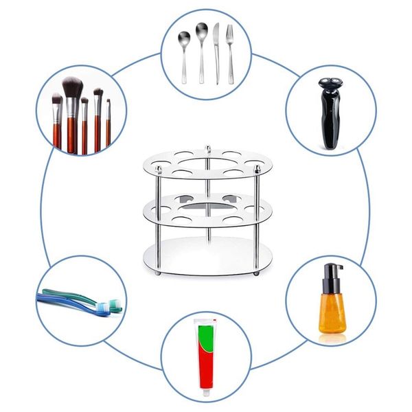 

toothbrush holder, stainless steel bathroom toothbrush holder - multi-functional 7 slots bathroom sink organizer suitable razor, bathroom si