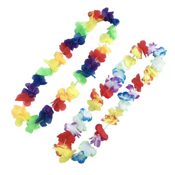 

10pcs hawaiian artificial flowers leis garland necklace fancy dress party hawaii beach fun flowers diy jungle party decoration