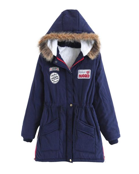 

wipalo поддельного меха hat combo цвет zipper толстых пальто урожай drawstring талия тонкая встроенный холст куртка пальто multi-color допол, Black