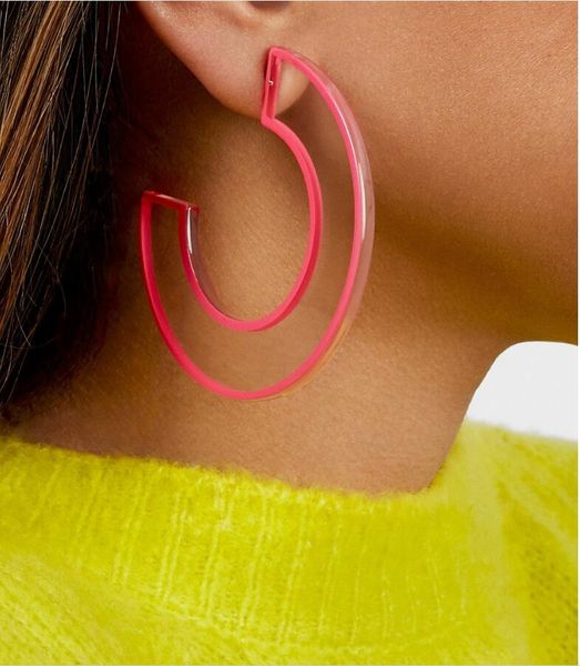 

lalynnlys 2019 fashion fluorescent green yellow drop earrings tree big circle round earrings special jewelry brincos e56141, Silver