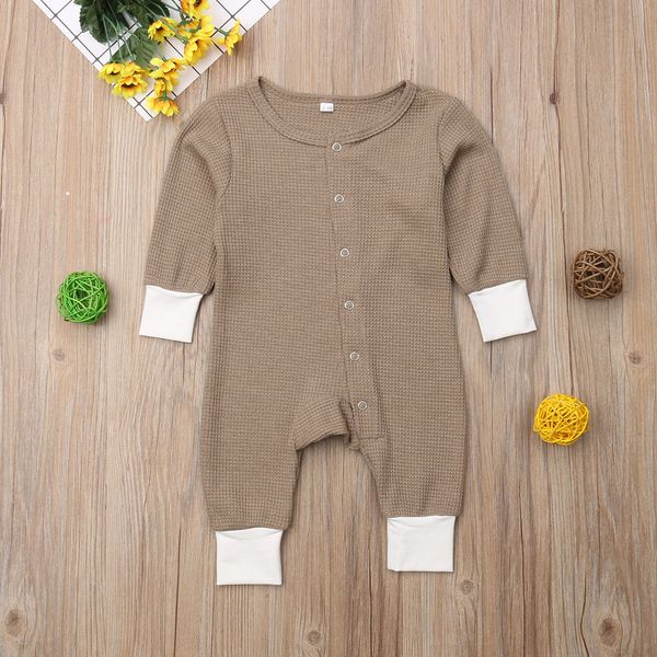 

newborn baby girls boys cotton romper long sleeve solid jumpsuit sunsuit clothes outfits 0-18m, Blue