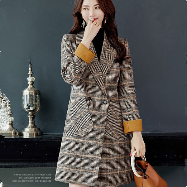 

2019 spring suit new women's wear a hundred hair coat long coat female windbreaker, Black